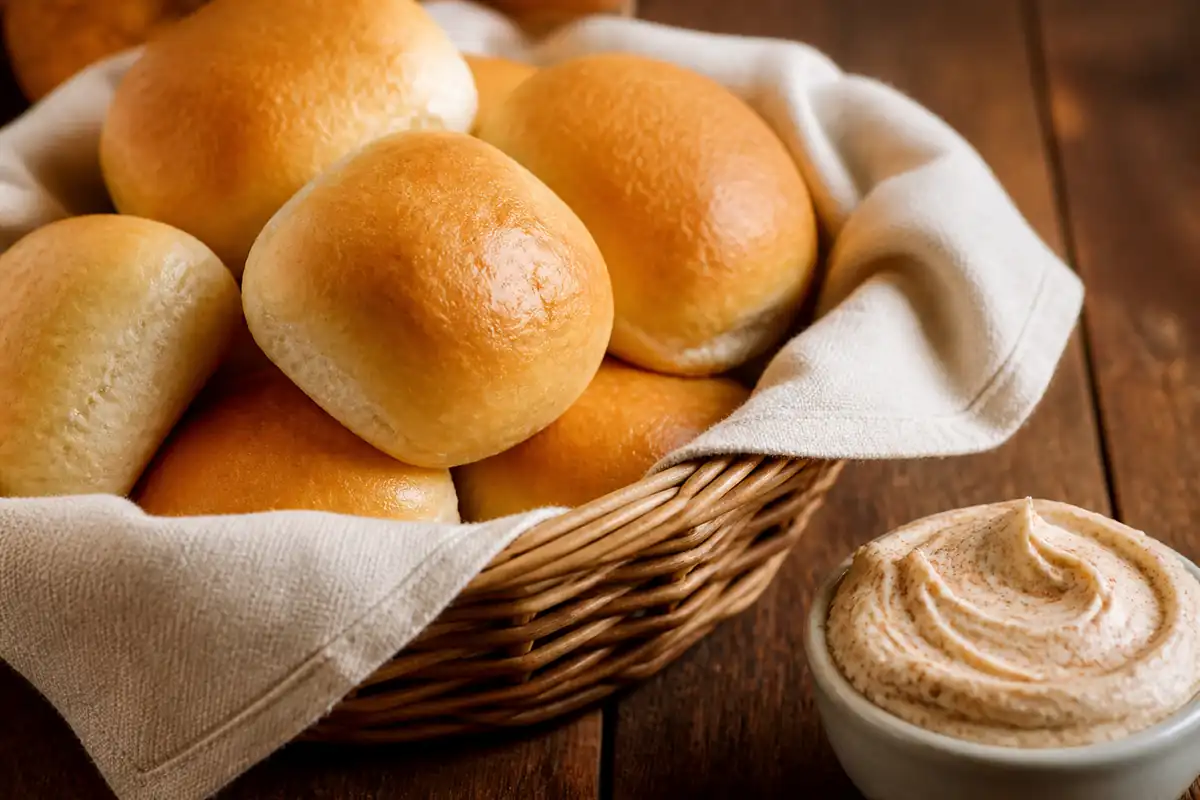 Fresh baked rolls with cinnamon butter